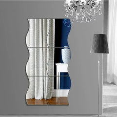 10 Pieces of Wave Combination Mirror Three-dimensional Wall Sticker 3D Mirror Mural Modern Artist Living Room Bedroom Home Decor Mirror Art