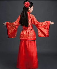 Ancient Chinese Dress Girls Children Kimono Traditional Ethnic Fan Students Chorus Dance Costume Japanese Yukata Kimono Style