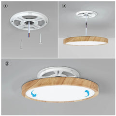 Home Decor LED Ceiling Light Wood Grain & White 3 in 1 Lighting Colors Home Lighting Kitchen Bedroom Bathroom Round Flush Ceiling Lamp