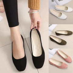 Women Suede Loafers Flat Heel Shallow Female Shoes Spring Summer Square Toe Basic Concise Women Pumps Size 36-43 Flat Shoes