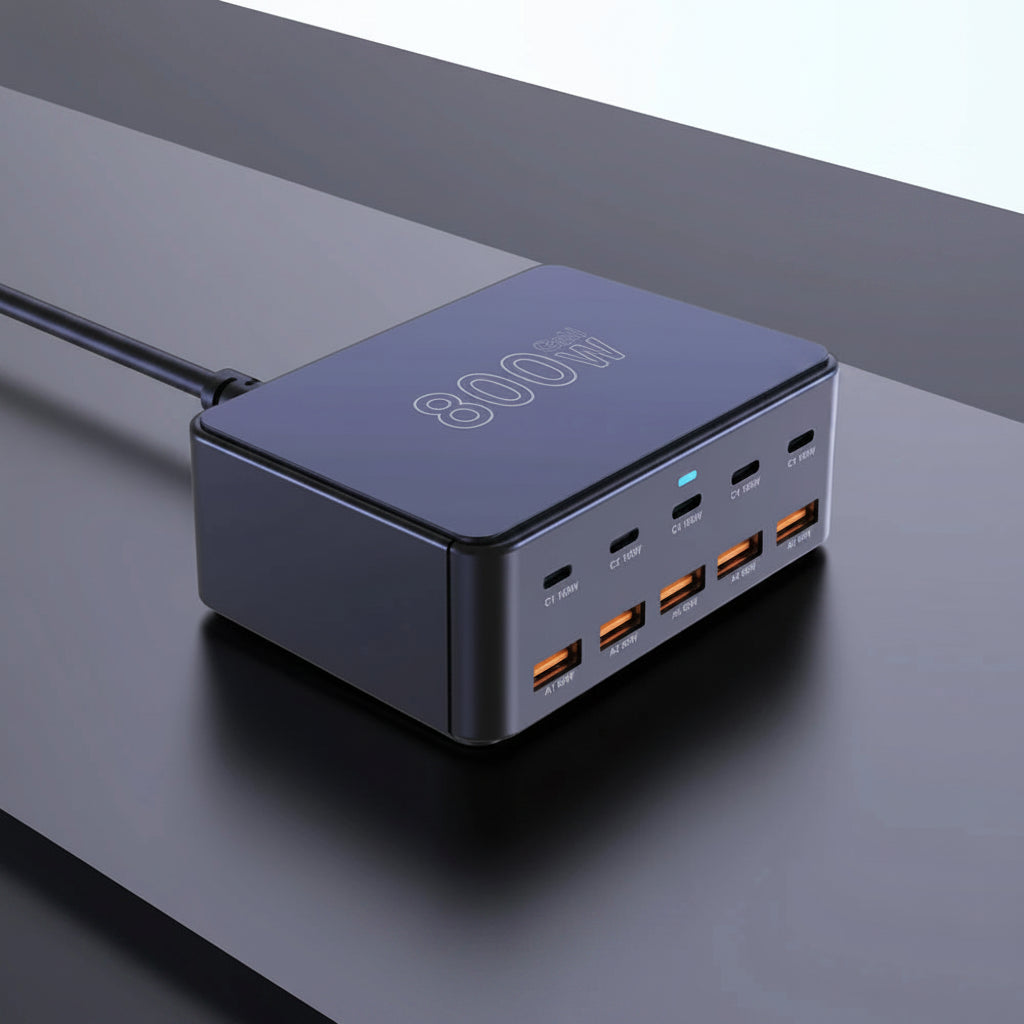 800W USB C GaN Charger 100W PD3.0 PPS QC3.0 Multiport Fast Charging Station for iPhone 15 16 Samsung Macbook Pro Laptops Tablets
