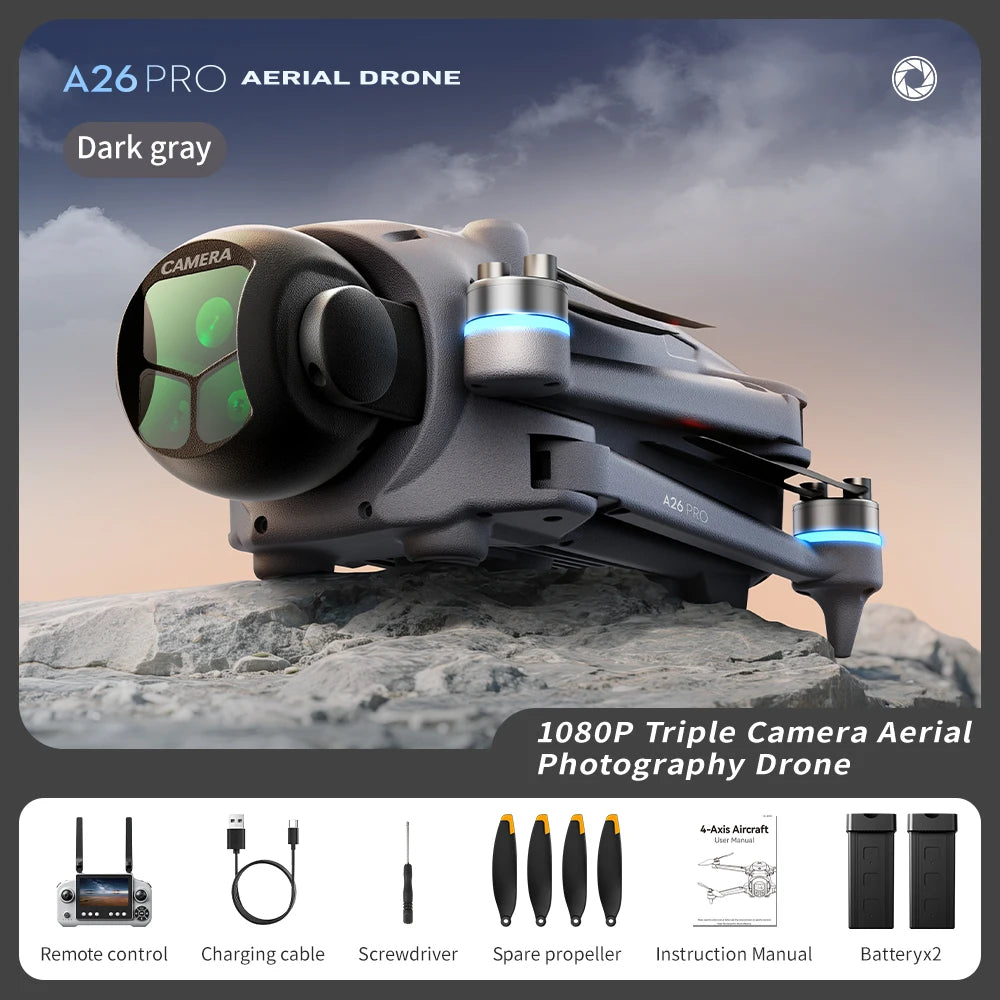 Lenovo A26 Pro Drone 5G WiFi Drone 4K Dual HD Camera Large Screen Remote Controller Brushless Motor Professional Quadcopter Toy