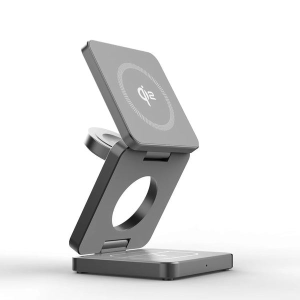 Qi2/Qi1 3 in 1 15W Magnetic Wireless Charger for Iphone 17 16 15 Fast Charging Folding for Apple Watch Airpods Wireless Charger