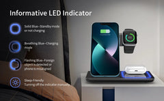 3 in 1 Wireless Charger Stand Pad Foldable Fast Charging Station Dock For iPhone 17 16 15 14 13 12 11 X 8 Apple Watch Airpods