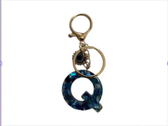 Blue Resin Initial Keychain - Evil Eye Letter Charm with Rhinestones & Tassel, Stylish Gift for Women, Lobster Clasp Accessory