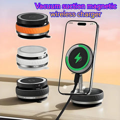 K10 Vacuum Suction Cup Car Magnetic Wireless Charger Foldable 360° Universal Rotating Stand for iPhone Samsung Gym Bath Mirror