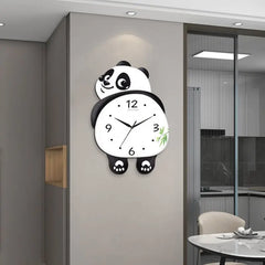 Panda Cartoon Foot Pendulum Clocks Kids Wall Clock for Children Room Slient Cloud Watch Study Living Room Decoration Home Decor