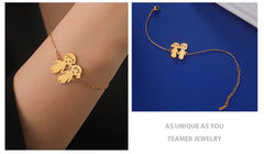 Teamer Cute Family Bracelets Stainless Steel Charm Bracelet Bangle for Daughter Son Sister Brother Couple Gifts Jewelry