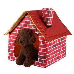 Foldable Kennel Small Dog Cat Kennel Warm and Comfortable Portable Brick Wall Style Pet Dog House Cat Bed Pet Shop