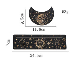 2pcs/set Wooden Tarot Card Display Stand Holder Sun Moon Phase Altar Base Witchcraft Magical Ritual Divination Meditation Tools