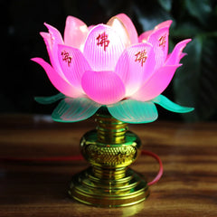 Colorful lotus lamp Buddhistic Desktop Decoration Light for Home Meditation Worship Buddhism Temple