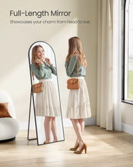 SONGMICS Full Length Mirror, 150 x 40 cm, Arched Floor Mirror with Stand, Aluminium Alloy Frame, Tempered Glass