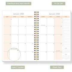 2026 A5 Monthly Planner, Floral Cover,Academic Agenda with Notes&To Do List,Perfect for Productivity,Time Management,Great Gift