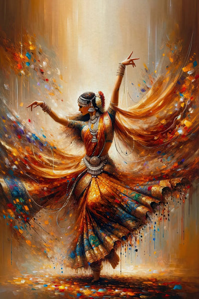 Vintage Traditional Beautiful Indian Woman Folk Dance Art Poster Canvas Painting Wall Print Picture Room Home Decor