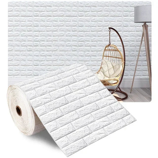 3D Foam Brick Wallpaper – Self-Adhesive Waterproof Roll