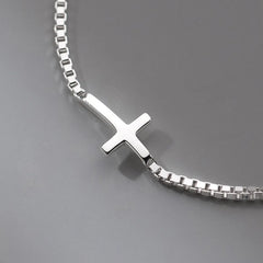 TrustDavis 925 Solid Sterling Silver Womens Luxury Cross Bracelet for Women Men Daugther Birthday Fine S925 Jewelry Set DS3976