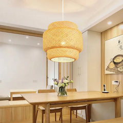 30cm Handwoven Bamboo Pendant Light – Modern Art Chandelier Home Decor
