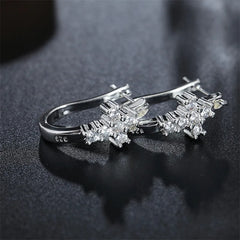 925 Sterling Silver Beautiful Cross Zircon Earrings For Women Fashion Charm Wedding Gifts Jewelry