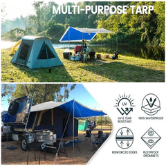 Large PE Tarpaulin Waterproof Tarp Sheet Cover with Reinforced Grommets Rainproof Tarps for Pool Caravan Garden Furniture Covers