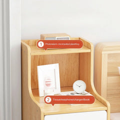 Modern Wooden Mini Nightstand with Drawer Storage