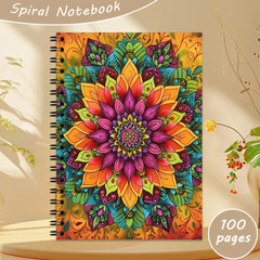 A5 Spiral Mandala Art Notebook 100 Pages Mindfulness Journal for Adults Stress Relief Creative Drawing Gift