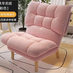 Armless Lazy Chair with Ottoman Recliner Single Corner Sofa Chair Upholstered Comfy Lounge Leisure Reading Accent Chair for Living Room Furniture