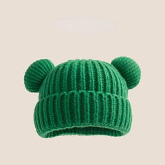 New Korean Loose Big Head Waist Little Bear Ears Woolen Hat Kids Autumn Winter Thickened Warm Knitted Hat Cute Ear Protection