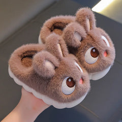 2024 New Cute Rabbit Children's Cartoon Winter Slippers Comfortable Warm House Shoes Boys Girls Indoor Home Fluffy Slippers