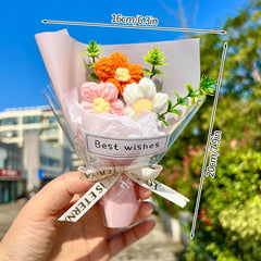 Crochet Knitting Flowers Potted Homemade Crochet Rose Tulip Daisy Office Desktop Ornaments Car Automotive Interior Decoration Home Decor, Plants & flowers