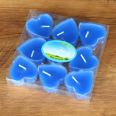 9Pcs Scented Aromatic Candle Smokeless Light Tea Wax Candles Gift Heart-Shape Wedding Festival Party Home Decoration Supplies