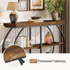 Tribesigns 41.3" Console Table, Industrial 3-Tier Entryway Table with Arched Metal Frame and Storage Shelves for Living Room Furniture