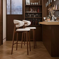 Light Luxury Modern Bar Stools with Curved Backrests, Upholstered Seats, Perfect for Kitchen Island, Family Bar and Cafe Kitchen & Dining Furniture