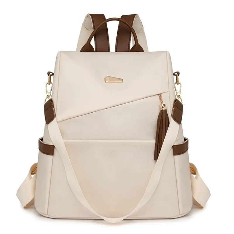 Fashion Women’s Nylon Anti-theft Backpack Tassel Decorative Casual Travel Female Shoulder Bag Large Capacity Student School Pack