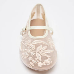 Mesh Embroidery String Bead Brand Women Ballet Flats Fashion Buckle Breathable Mary Jane Shoe Comfort Low Heel Soft Flat Shoes
