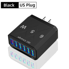 65W 6-Port Fast Charger – QC3.0 Travel Adapter