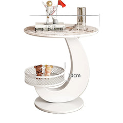 Luxury Side Table Modern Round Coffee Table for Living Room Furniture & Balcony Multifunctional Couchside Drink Table with Geometric Base