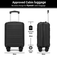 Kono 15 Inch ABS+PC Hard Shell ,Removable Wheels+Lightweight, Ryanair Approved Cabin Trolley, 40x30x20 Under Seat Hand Luggage
