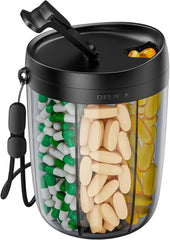 6 Grids Large Pill Cup Bottle Organizer Supplement Organizer for Holding 6 Various Vitamins Travel Pill Case Box Straw Container