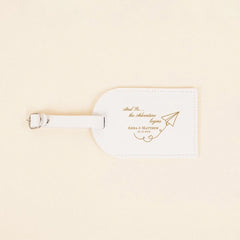 Personalized Pu Leather Luggage Tag Monogrammed Couple Travel Baggage Label Tags Wedding Bridal Shower Gift for Family Friends