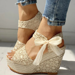 Lace Leisure Women Wedges Heeled Women Shoes 2022 Summer Sandals Party Platform High Heels Shoes Woman