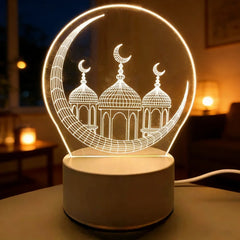Muslim Ramadan Festival Supplies Neon Lamp USB Operated 3D Acrylic LED Night Light EID Mubarak Ornaments Bedroom Home Decor