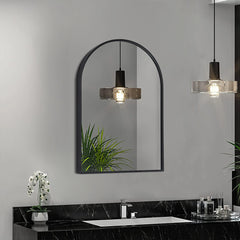 【Breeins】Arched Wall Mirror in Black Aluminum Alloy Frame Bathroom Decoration Home Decor Mirror Art
