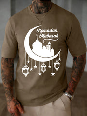 Islamic Ramadan Mubarak Moon Print Mens T Shirt Cotton Loose T-Shirts Summer New Fashion Clothes Male Casual All-Match Sportswear