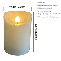 Remote LED Pillar Candle USB-C Rechargeable Atmosphere Light & Timer For Wedding Party Yellow LED Bedside Night Lamp Tealight