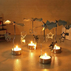 1pc Metal Hot Rotating Candle Holder Christmas Rotating Candle Holder Dinner Party Wedding Party Candle Holder Home Decor