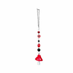 1Pcs Mushroom Car Hanging Ornament with Evil Eye Charms Black Red Mushroom Evil Eye Car Mirror Hanging Accessories