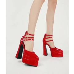 Brand Rhinestone Satin Women's Sandals Fashion 14.5cm High Heels Platform Black Red Dress Party Wedding Women's Shoes Large 4142