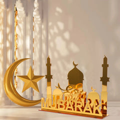 Ramadan Tray Table Centerpieces Plate Acrylic Ramadans Eid Mubarak Decorations for Home 2025 Islam Muslim Festival Party Gifts