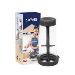 Rotating Flour Sieve Cup Hand-Held Semi-Automatic Flour Mixer Household Baking Tools Plastic Flour Sieve Kitchen Tools, Cooking Utensils