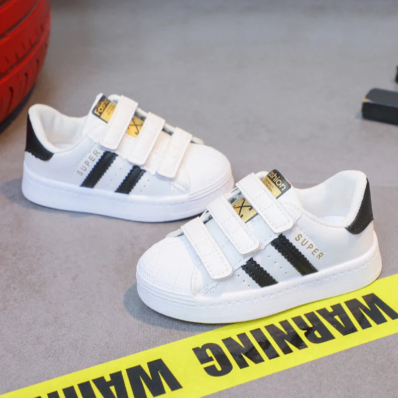 Children's Sneakers Kids Fashion Design White Non-slip Casual Shoes Boys Girls Hook Breathable Sneakers Toddler Outdoor Shoes Ch